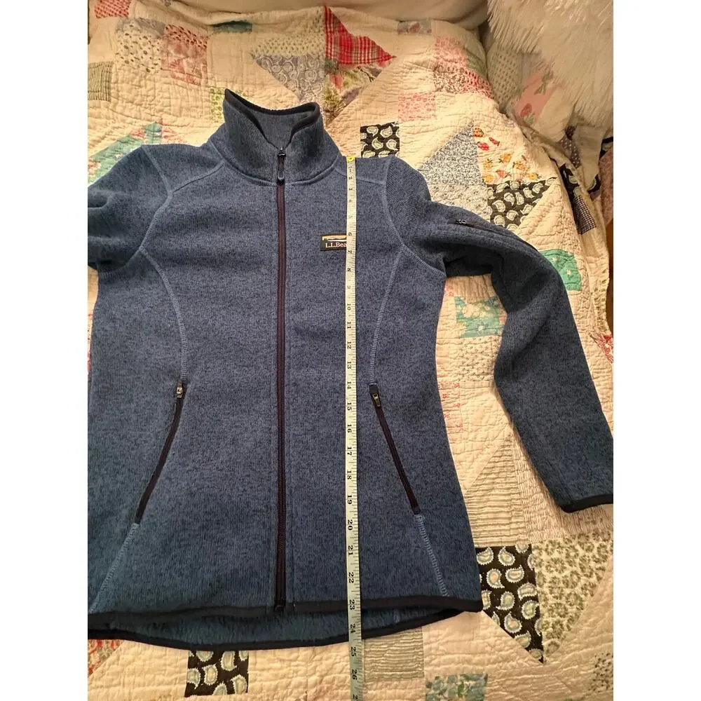 LL BEAN SWEATER FLEECE FULL ZIP JACKET SEABOARD BLUE XS